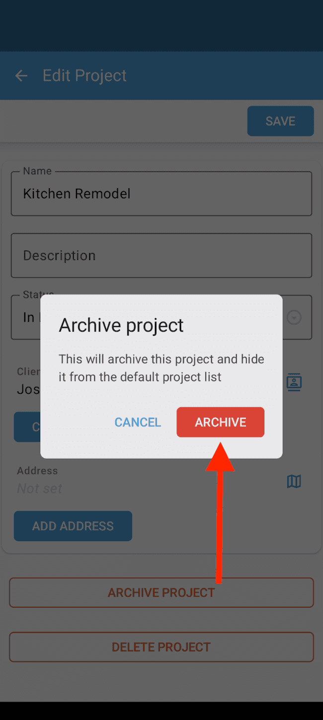 Screenshot showing the action involved in completing this step