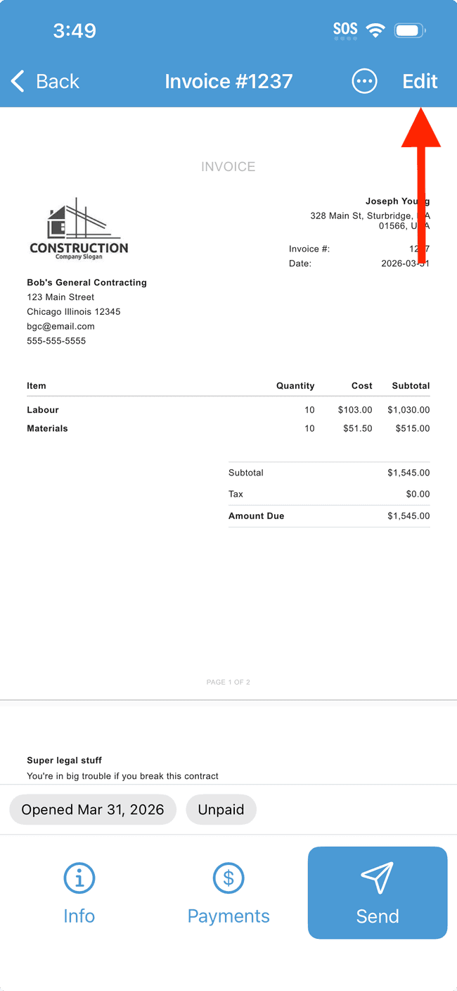 Screenshot showing the action involved in completing this step