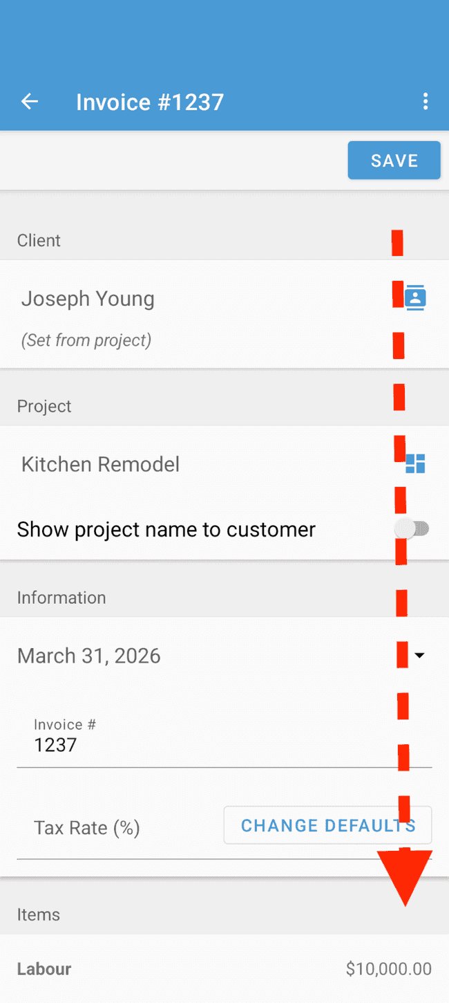 Screenshot showing the action involved in completing this step
