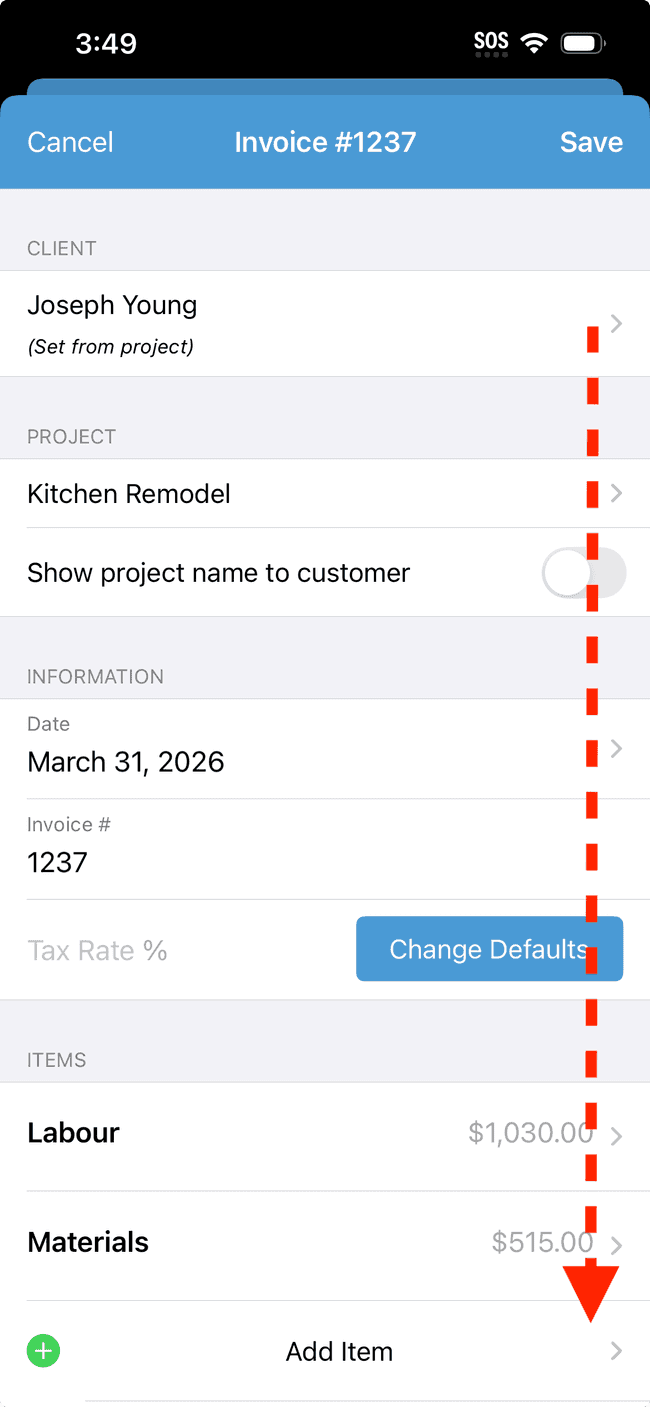 Screenshot showing the action involved in completing this step