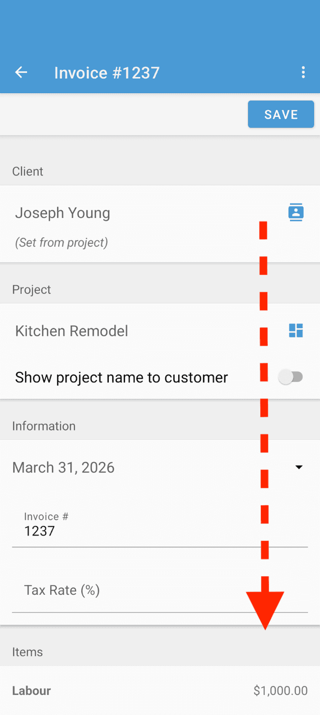 Screenshot showing the action involved in completing this step